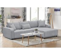 290 cm Canapé d'angle PRIMO forme L Canapé rembourré avec fonction de couchage Tissu velours côtelé Canapé-lit d'angle pour le salon, Tissu : poso 55 - gris clair