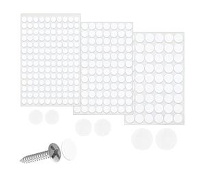 290 Pièces Cache Vis Blanc,12mm 15mm 21mm PVC Cache Trou Meuble CAC-h Vise,Autocollant Caches Vies,PVC Caches Trou Meuble Ca-Che Vises,Décoratifs Plastique CAC-he Couvre VI-s pour Trous de VI