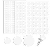 290 Pièces Cache Vis Blanc Auto-adhésifs, 12mm/15mm/21mm Cache Trou Meuble pour Armoires Murales Vis de Bureau Réparation de Meubles, Autocollants de Couverture Meuble pour Dissimuler Les Trous