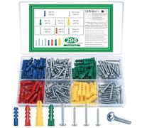 290 Pièces Vis et Chevilles Set, Chevilles Universelles avec Vis à Autoperceuses, Chevilles Expansion en Plastique avec Vis à Bois pour Creuses Cloison Sèche, Béton, Plaques de Plâtre