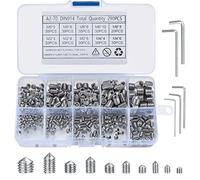 290 Pièces Vis Sans Tête Hexagonale,à Tête Conique, M3/M4/M5/M6/M8 Vis Sans Acier Inox, Filetée Internes pour Poignées de Porte, avec 5 Pcs Clé Allen