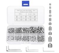 290 pièces Vis Sans Tete sphérique conique, jeu de Vis à six pans creux M3/M4/M5/M6/M8, vis poignée de porte, vis sans tête poignée de porte, avec 5 clés hexagonales