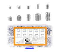 290 PiècesVis Sans Tête, M3 M4 M5 M6 M8 Vis Poignée de Porte, Vis Poignées de Portes en Acier Inoxydable, Visserie Inox à Tête Hexagonale pour Visser Pointeau Poignées de Portes