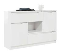 [29017]Buffet Bahut MEUBLECHIC, commode meuble de rangement, Blanc brillant 100x30x65,6 Bois d'ingénierie,Poids:29 Kg