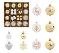 [2916294]Ensemble de Boules de Noël 40 pcs Blanc et or - Décoration de Fête pour Noël salon/jardin,Poids:0.41 Kg