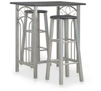 [29580]Ensemble de bar 3 pcs - Table + 2 chaises de cuisine Design Moderne - Bois et acier Noir, Poids:19.7