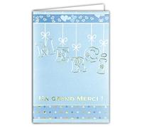29804-A Carte Un Grand MERCI Remerciements Bleu Garçon Fille Cœurs Carreaux Pois
