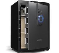 29KG Lourd Coffre Fort en Acier, 82L Coffre-fort Électronique avec Digitale Code et Clé, pour Maison et Bureau, Idéal pour Bijoux, Argent et Documents A4, Notice en Français (Noir,82L)