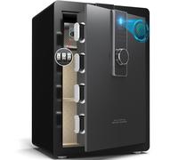 29KG Lourd Coffre Fort en Acier, 82L Coffre-fort Électronique avec Empreinte, Digitale Code et Clé, pour Maison et Bureau, Idéal pour Bijoux, Argent et Documents A4, Notice en Français (Noir,82L)