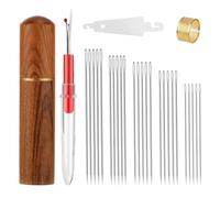 29pcs Aiguilles à Tricoter, Accessoires de Couture avec Aiguilles à Coudre à la Main Cuivre Étroit dé à Coudre Enfile-Fer à Coudre pour Crochet Matelassage de Perles Tissage Artisanal