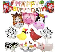 29pcs Animaux de Ferme Party Anniversaire Décoration Ballons, Ferme Happy Birthday Bannière , Ferme Anniversaire Fête Décoration