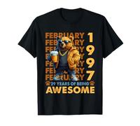29th Birthday Cool Bear February 1997 Vintage 29 Years Old T-Shirt
