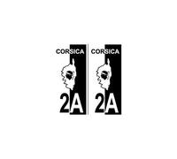2A Corse autocollant plaque fond blanc noir - Angles : droits