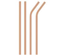 2activelife Pailles en cuivre pur - Coffret cadeau fabriqué à la main (2 pliées + 2 droites) | Pailles en cuivre de 21,6 cm de qualité alimentaire, réutilisables, respectueuses de l'environnement