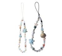 2Articles étoile de mer Pendentifs pour Téléphones,Lanière Anti-perte pour Téléphone Bohème,Dragonne de Téléphone,Breloques pour Téléphones Portable Série Bleue,pour Femmes,Filles,Porte-clés