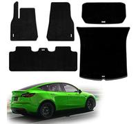 2befair Tesla Model Y Lot de 5 tapis de sol antidérapants pour coffre et intérieur, accessoires sur mesure pour voiture