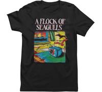2Bhip A Flock of Seagulls Band T Shirt I Ran Tour Front & Back Print Adult Black Short Sleeve 80s Music Tees Manches Courtes(X-Large)