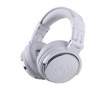 2CANZ Casque DJ professionnel filaire Pro Blanc mat - Pilotes en néodyme améliorés de 50 mm, dos fermé, coussinets d'oreille confortables en peluche, coussinets d'oreille réglables 8 voies, pliables