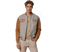 2chilly Veste d'hiver pour homme - Veste collège avec manches en cuir véritable - Body en laine - 2ème édition, Gris chiné/camel, XL