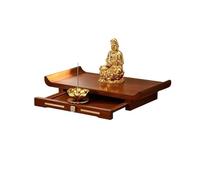 2cm Cinnamon Camphor Wood Altar Table, Wall Mounted Buddhist Shrine with Drawer, Space-Saving Home Worship Decor for Living Room(Rosewood,38cm/14.9in)