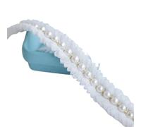 2CM Wide White Mesh Pleated Fabric Glitter Beaded Fringe Lace Edge Trim Garment Collar Ribbon Wedding Dress DIY Applique Decor