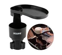 2CUPS Porte-gobelet de Voiture Extensible et Plateau Amovible, Compatible avec Yeti/Hydroflasks/Nalgene 473,6 à 1,2 l Double Porte-gobelet avec Plateau pivotant réglable. Table de Rangement pour