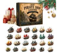 2D Acrylic 24 Days Mini Ship Set |Pirate Ship Legends Advent Calendars 2026 | Collectible Gift & Holiday Decor For Wall Mantel Tree Home Office Entryway Holiday Party