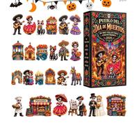2D Acrylic Halloween Countdown - Day of the Dead Ornament - Festive Display | 24 Days Holiday Countdown Home Room Apartment Workplace Dorm Holiday Party