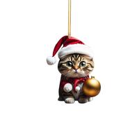 2D Acrylique Cartoon Funny Christmas Cat Christmas Tree Pendentif Acrylique Cartoon Cute Christmas Hat Chat Double Impression 2D Blanc Elephant Cadeau Pendentif 1PC ZsW216 (E, Taille unique)