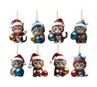 2D Acrylique Cartoon Funny Christmas Cat Christmas Tree Pendentif Acrylique Cartoon Cute Christmas Hat Chat Double Impression 2D Blanc Elephant Cadeau Pendentif MuE88 (Rouge pastèque, Taille unique)