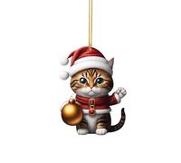 2D Acrylique Cartoon Funny Christmas Cat Christmas Tree Pendentif Acrylique Cartoon Cute Christmas Hat Chat Double Impression 2D Blanc Elephant Cadeau Pendentif 1PC ZsW216 (H, Taille unique)