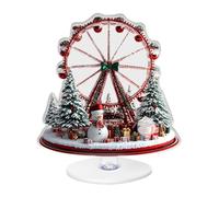 2D Acrylique Décoration de Noël pour bureau - Roue panoramique Carrousel arbre de Noël enseigne décoratif de Noël, pièce maîtresse pour les fêtes, pour la maison, bureau, étagère mobile TV salon