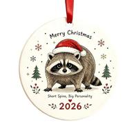 2D Acrylique Raton laveur | Décoration de Noël - Pendentif animal de la | Matériau acrylique léger, comprend une ficelle de suspension, un accent de vacances ludique, pour sapin de Noël et décoration