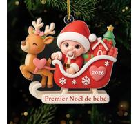 [2D Flat - Acrylic Ornament] Cadeau Plus Ornement Acrylique Premier Noël De Bébé 2026 - Cadeau 1er Noel Bebe, Boule De Noël Premier Noël, Sapin Decoration, Boule Mon Premier Noël, Modèle #3