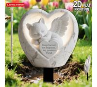 2D Plat, 1 pièce Piquet de jardin commémoratif en forme de cœur avec chat ange - Décoration rustique d'extérieur, avec inscription "Parti mais pas oublié", cadeau durable en plastique pour les amoureu