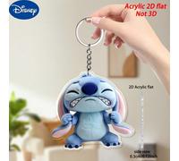 2D Plat, 1 pièce Porte-clés en acrylique Disney Stitch, Porte-clés créatif de dessin animé Stitch, Porte-clés de voiture, Porte-clés de sac à dos et de portefeuille, Décoration de Pâques, Cadeau de la