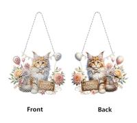 2d plate diy diamant art pendant fenêtre suspendue art pour la décoration intérieure (chat heureux) (HF160)