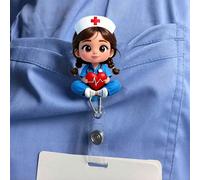 2D Porte-badge plat en acrylique pour infirmière - Enrouleur rétractable, étiquette durable, convient aux étudiants en médecine et aux infirmières en exercice - Matériau PMMA durable, convient pour l'
