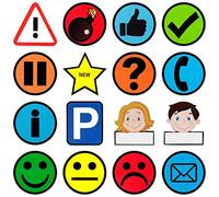 2DOBOARD Lot de 16 aimants pour réfrigérateur - 5 x 5 cm - Multicolore - Aimants émoticônes colorés pour réfrigérateur, tableau magnétique, tableau blanc, tableau d'affichage