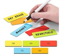 2DOBOARD Lot de 75 bandes magnétiques inscriptibles - 7,5 cm x 2,5 cm - Multicolore - Pour réfrigérateur, tableau blanc et tableau - Étiquettes magnétiques