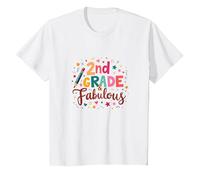 2e année et Fabuleux : célébration Scolaire colorée T-Shirt, Enfant, Blanc, 12 Ans