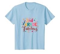 2e année et Fabuleux : célébration Scolaire colorée T-Shirt, Enfant, Bleu Céleste, 12 Ans