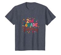 2e année et Fabuleux : célébration Scolaire colorée T-Shirt, Enfant, Bleu Chiné, 12 Ans