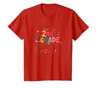 2e année et Fabuleux : célébration Scolaire colorée T-Shirt, Enfant, Rouge, 12 Ans