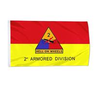 2E Division Blindée De L'Armée Américaine : L'Enfer Sur Roues Drapeau Résistant Aux Intempéries Bannière Décoratif Drapeau De Jardin Pour Balcon Extérieur Intérieur 3X5Ft