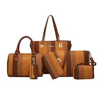 2E-youth Porte-monnaie et sac à main pour femme avec poignée supérieure, sac à bandoulière, sac de transport, 0B à rayures, marron, Rayures marron