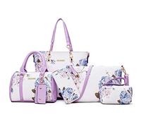 2E-youth Sac à main de designer pour femme - Sac à bandoulière - Sac fourre-tout avec poignée sur le dessus, 1A - Violet et blanc
