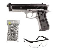 2EAGLE Pack Airsoft Pistolet modèle PT92 Bicolore à Ressort-ref: 210125/matière: Plastique Haute résistance et Culasse métal/Puissance 0.5 Joule/livré avec Accessoires, 220 mm