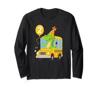 2ème Anniversaire Dinosaure Bus Scolaire garçon 2 Ans Pilote T-Rex Manche Longue