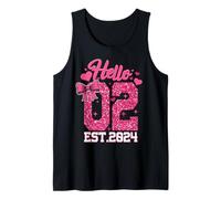 2ème Anniversaire Fille Pink Coquette Bow Hello Two 2 Years Débardeur